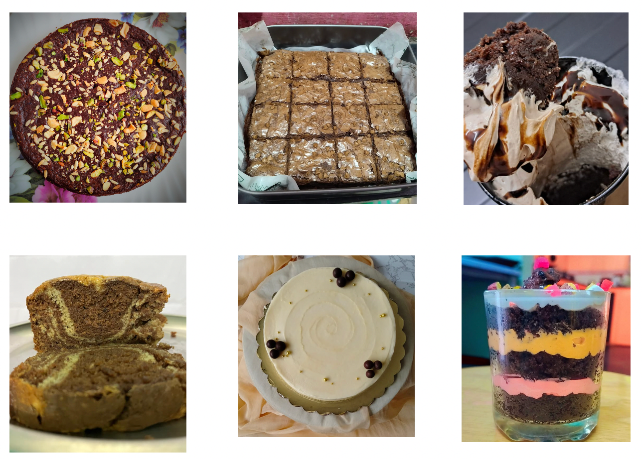 Nut chocolate cake, brownie pan, brownie ice cream cup, pound cake slices, pearl cake, glass dessert