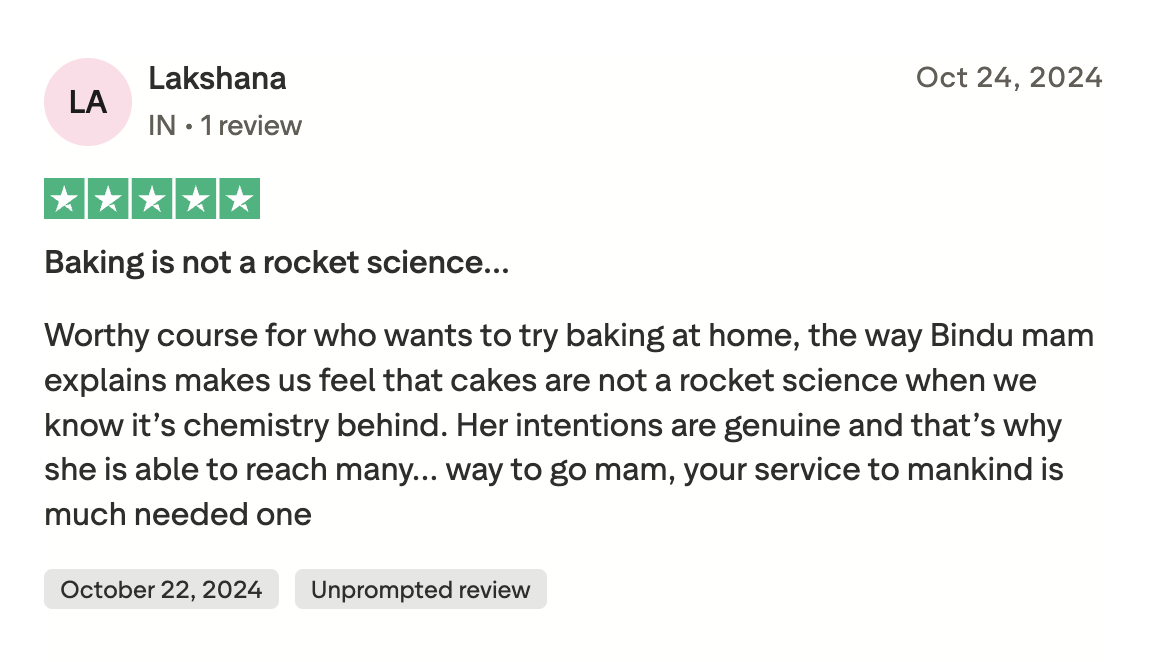 Original Trustpilot review by Lakshana