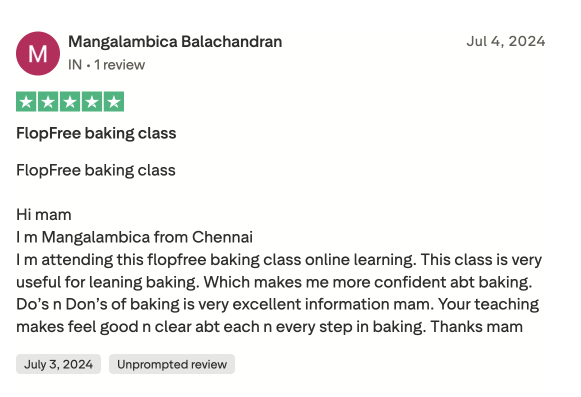 Original Trustpilot review by Mangalambica Balachandran