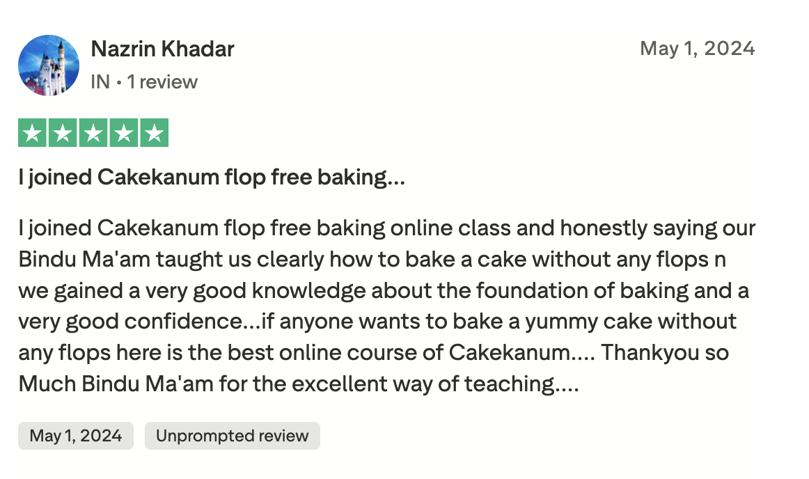 Original Trustpilot review by Nazrin Khadar